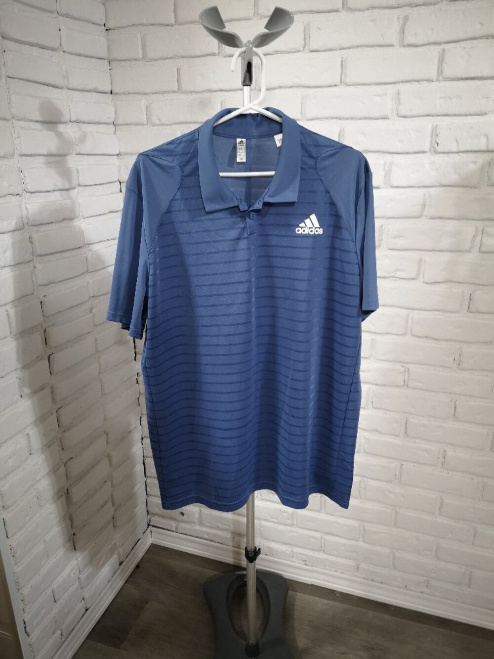 Adidas Primegreen Men's Size XL Blue Straight Fit Short Sleeve Polo Shirt